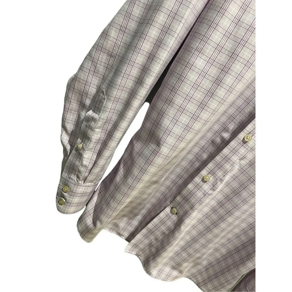 Banana Republic purple and white checked 100% cotton button down shirt - L